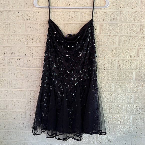 Vintage Betsey Johnson Black Sequin Mesh Flutter Two Piece - Picture 12 of 16